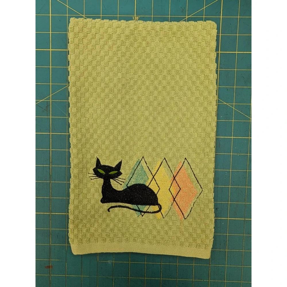 Retro Mid Century Modern Atomic Cat Kitchen Towel Set of 1 Great Gift Idea!